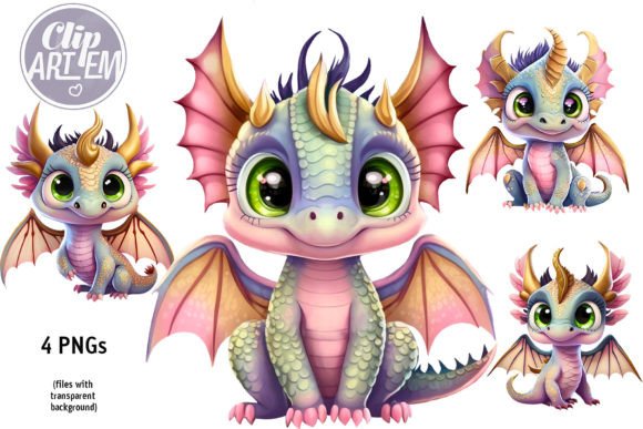 Download Pink Gold Baby Dragon 4 PNG Clip Art - Gold Collection
