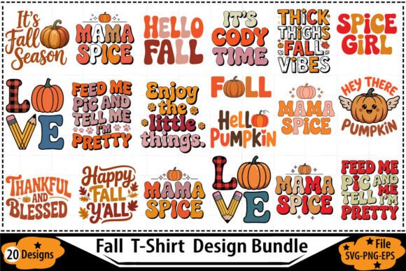Download Fall T-Shirt Design Bundle SVG PNG EPS - Premium Bundle