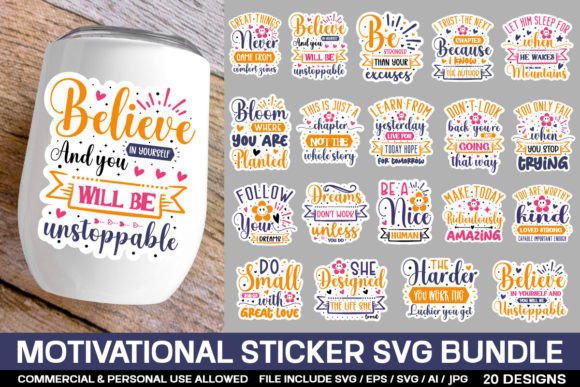 Download Motivational Sticker Svg Bundle - Motivation Collection