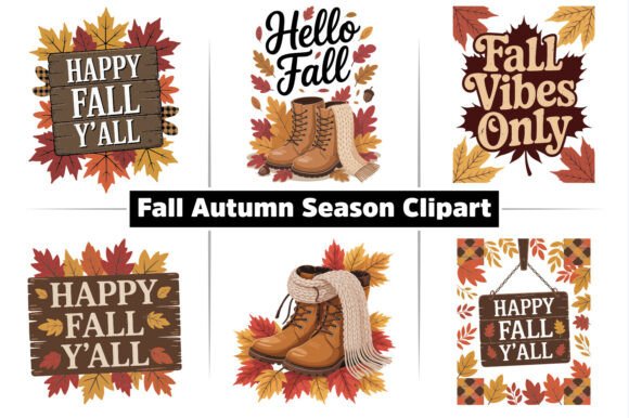 Download Hello Fall Autumn Season Clipart Design - Premium Resources