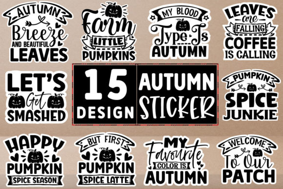 Download Autumn Stickers Design Bundle - Autumn stickers design bundle Collection
