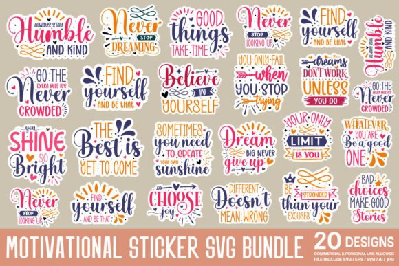 Download Motivational Sticker Svg Bundle - Motivation Collection