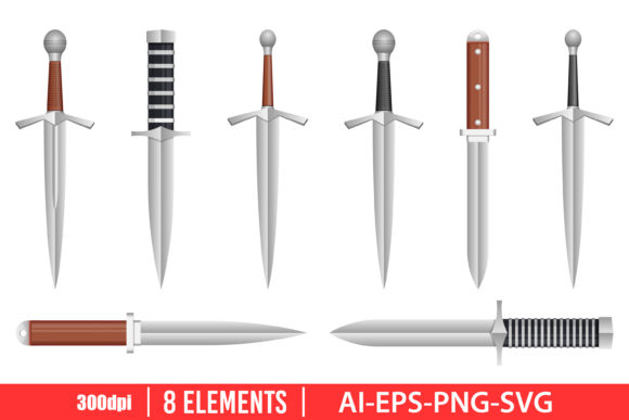 Download Realistic Dagger Clipart Vector Design - Realistic Collection