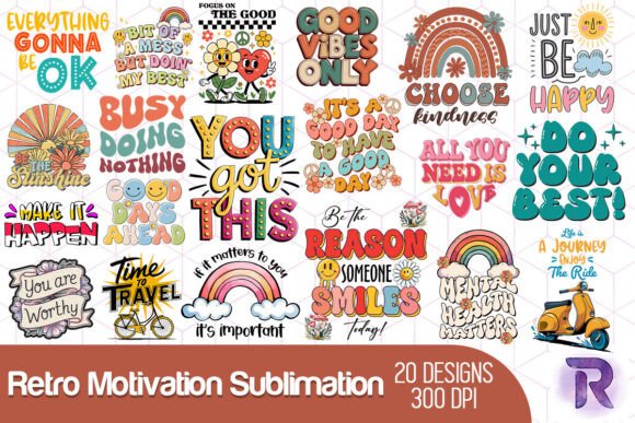 Download Retro Motivation Sublimation Bundle - Motivation Collection