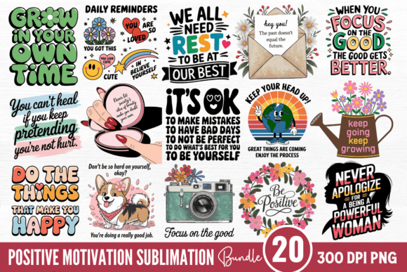Download Positive Motivation Sublimation Bundle - Motivation Collection