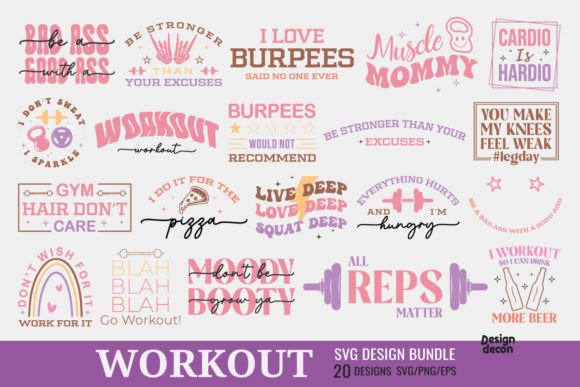 Download Workout Motivation Retro Pink SVG Bundle - Motivation Collection